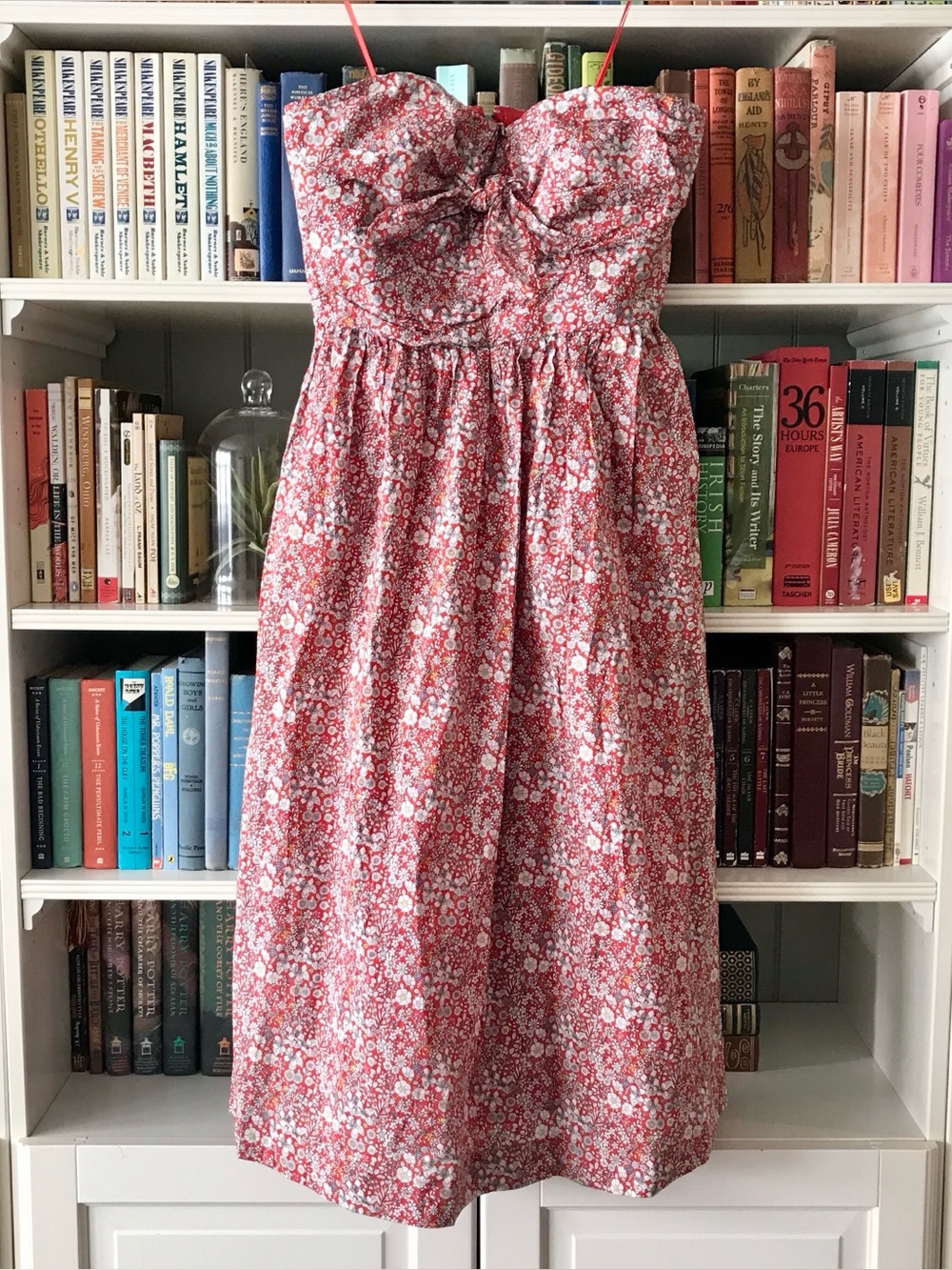 J.Crew Liberty June’s Meadow Floral Tie Front Strapless Dress, Size 6